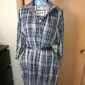 NWT Pure DKNY Woman’s Shirt Dress, Plaid, Size L
